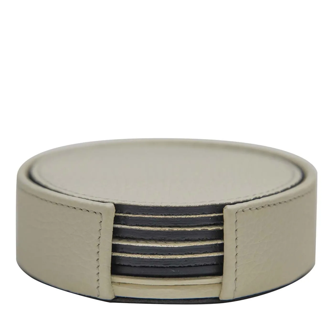Set di 6 sottobicchieri in pelle avorio