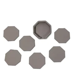 Set di 6 sottobicchieri ottagonali Del Monte in pelle grigia Luna