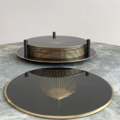 Set di 6 sottobicchieri Phoinix in ottone brunito