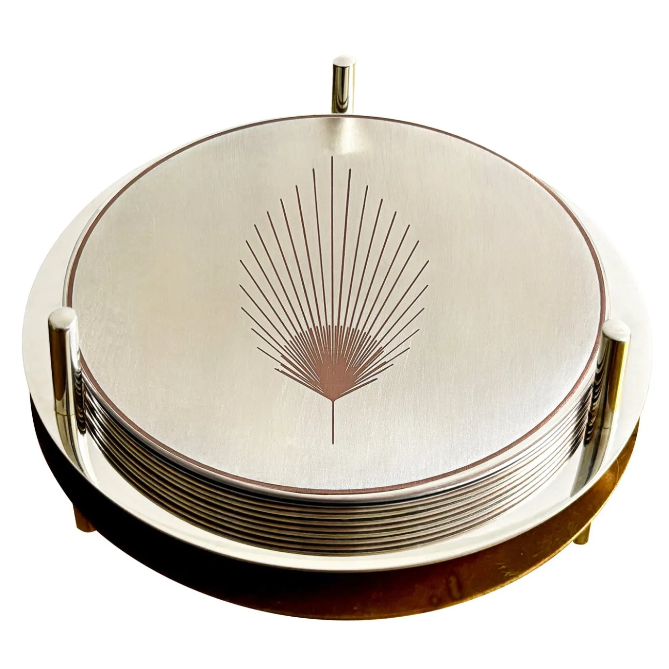 Set di 6 sottobicchieri Phoinix in ottone placcato argento