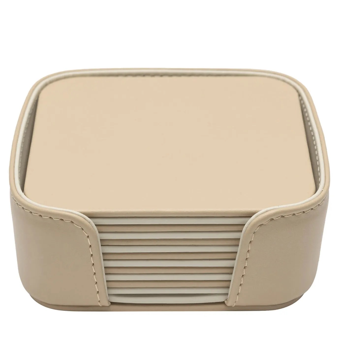 Set di 6 sottobicchieri quadrati Mondrian Cappuccino Beige e Luna White