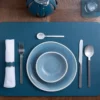 Set di 6 sottobicchieri quadrati Mondrian Amalfi Blue e Luna White