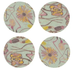 Set di 8 sottobicchieri rivestiti di verde Bouquet