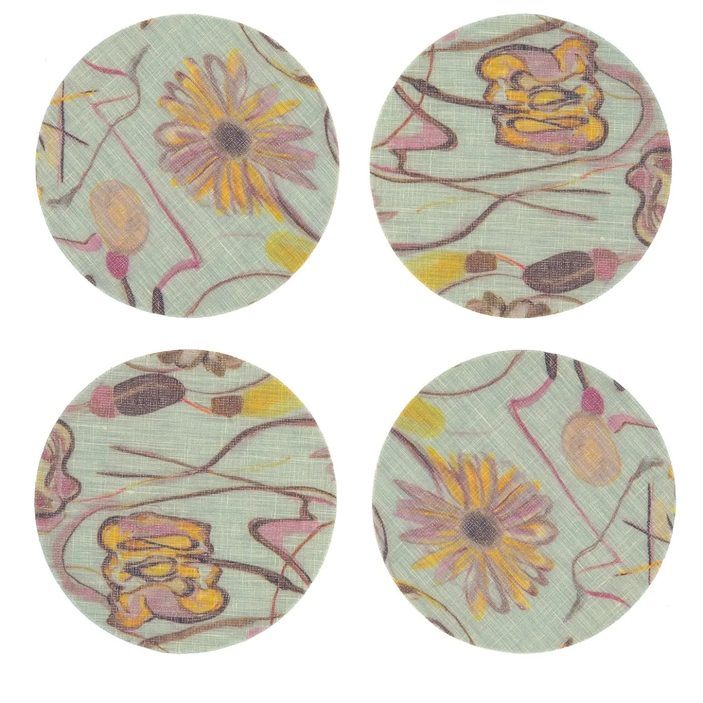 Set di 8 sottobicchieri rivestiti di verde Bouquet