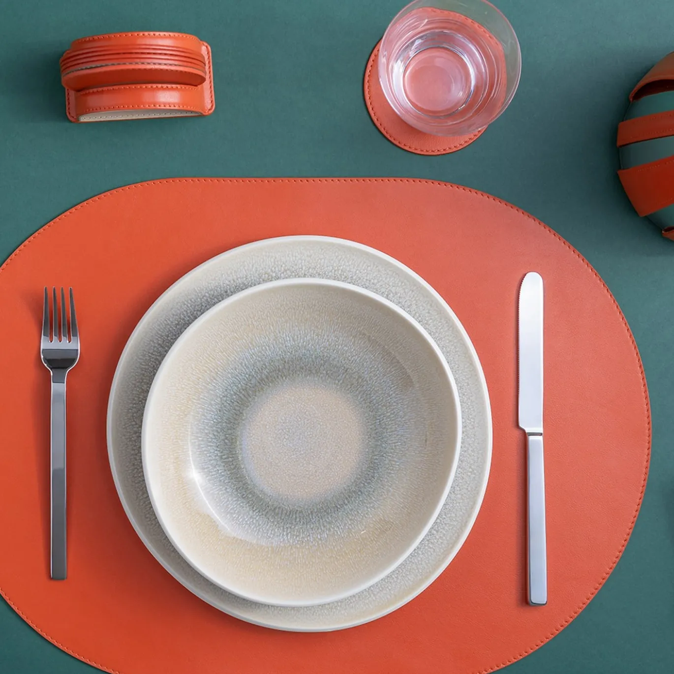 Set di 6 sottobicchieri rotondi Dalì Soft Spritz Arancione e Cappuccino Beige