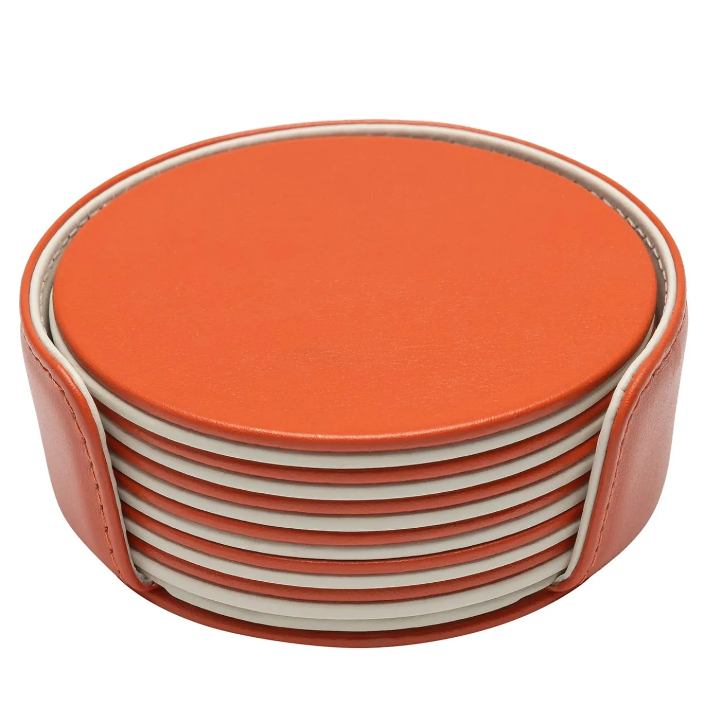Set di 6 sottobicchieri rotondi Mondrian Spritz Orange e Luna White