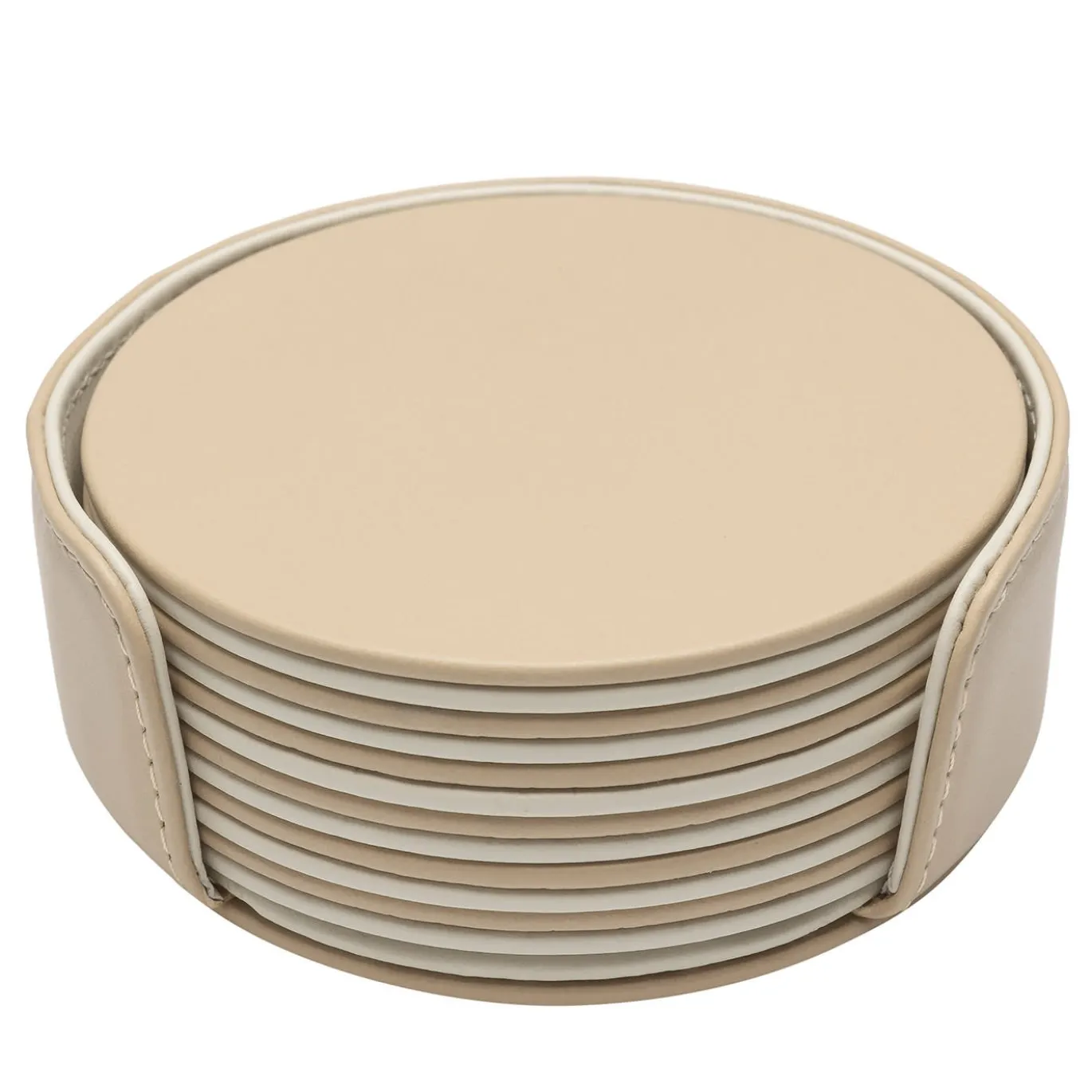 Set di 6 sottobicchieri rotondi Mondrian Cappuccino Beige e Luna White
