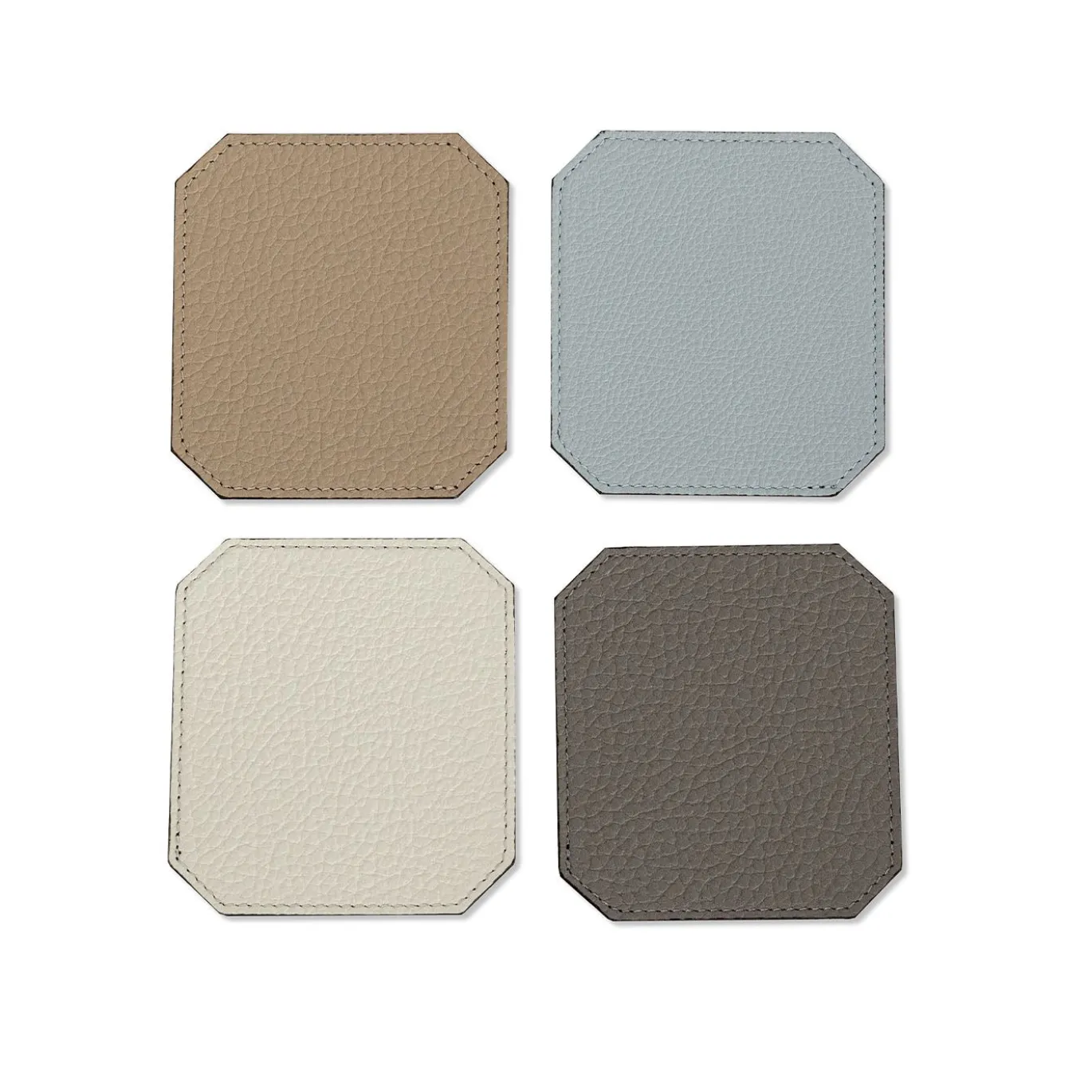 Set di 6 sottobicchieri Soft Suite Del Monte in pelle grigio Luna