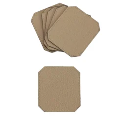 Set di 6 sottobicchieri Soft Suite Del Monte in pelle beige Tamarone