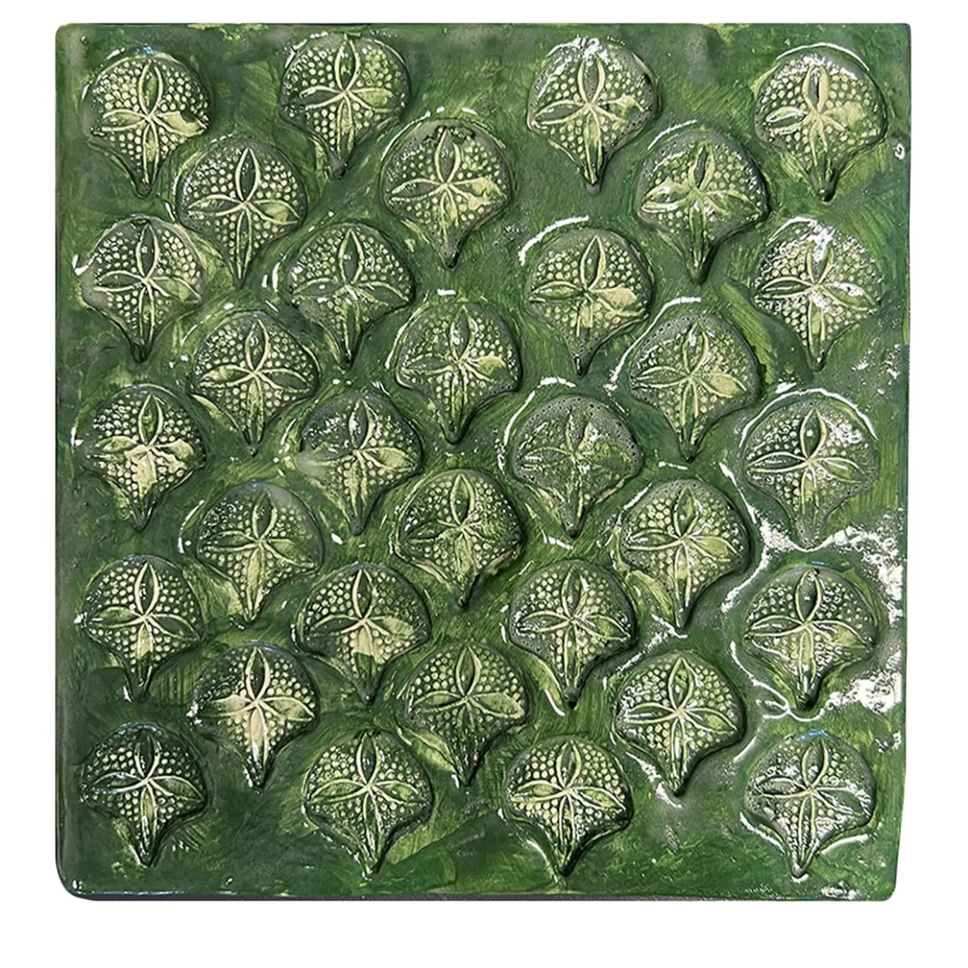Set di 2 sottopentola quadrati Conchiglia verdi