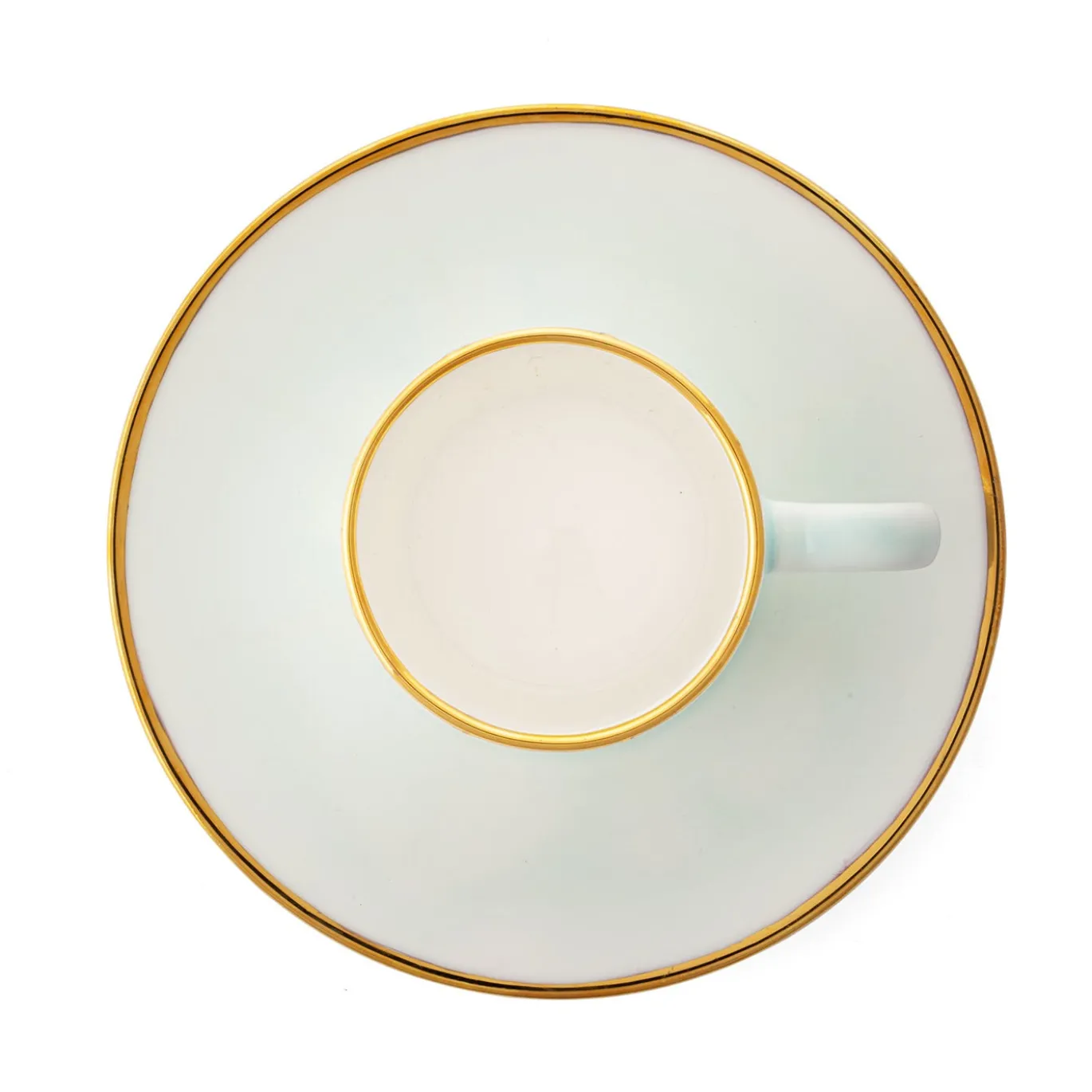 Set di 2 tazze da caffè Alpine in porcellana color menta con piattini