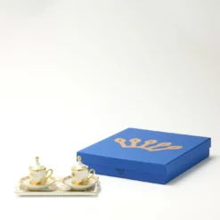 Set di 2 Tazze da Caffè con Coperchi e Vassoio Oriente Italiano Aurum