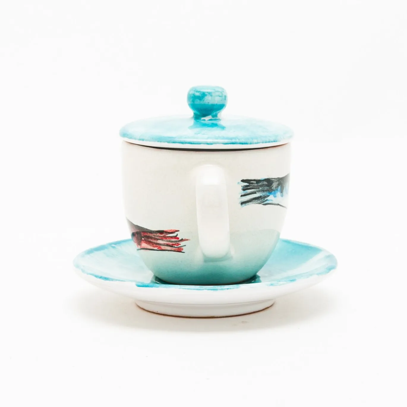 Set di 4 tazze da caffè Controcorrente in ceramica con coperchio e piattino #2