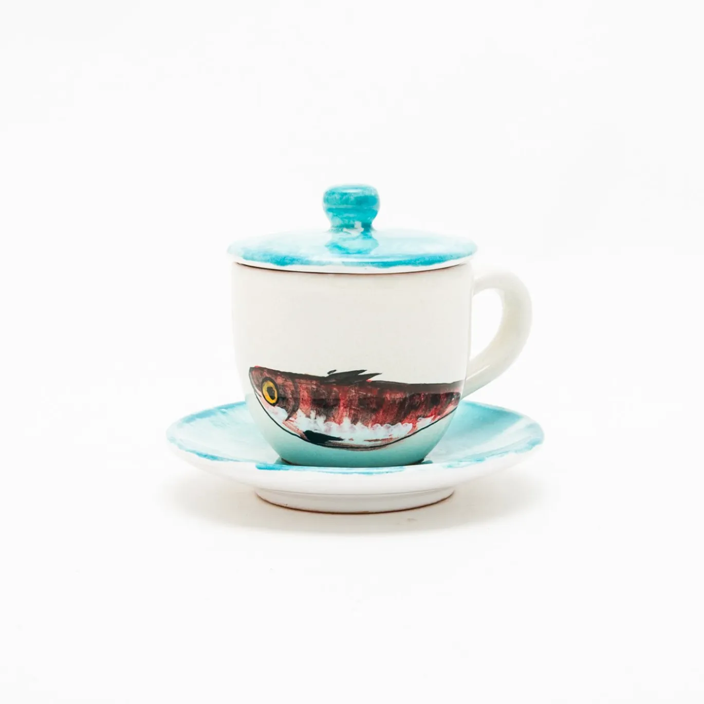 Set di 4 tazze da caffè Controcorrente in ceramica con coperchio e piattino #2