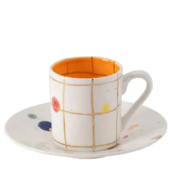 Set di 2 tazze da caffè e piattini Miami Straight
