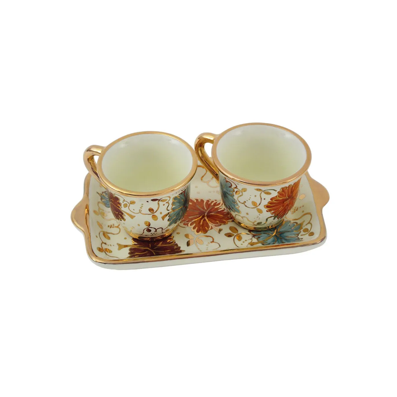 Set di 2 tazze da caffè espresso con vassoio