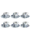 Set di 6 tazze da caffè espresso in porcellana con decorazioni in blu