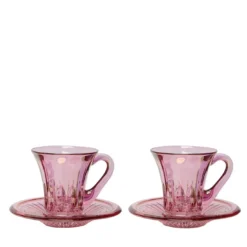 Set di 2 tazze da caffè espresso rosa trasparente Prestige