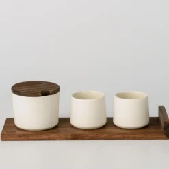 Set di 4 tazze da caffè in ceramica bianca