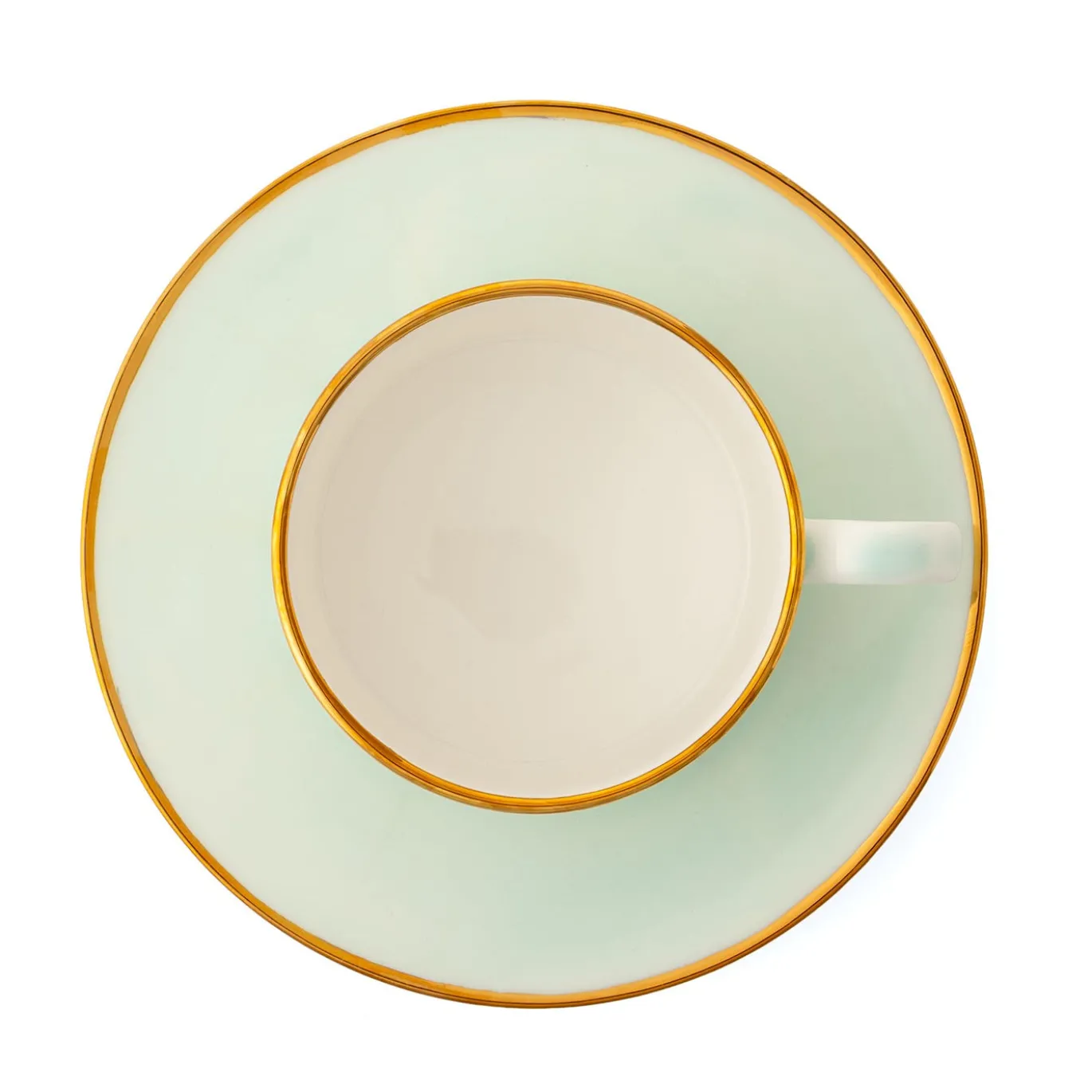 Set di 2 tazze da tè Alpine in porcellana color menta con piattini