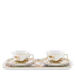 Set di 2 Tazze da Tè con Vassoio Oriente Italiano Aurum