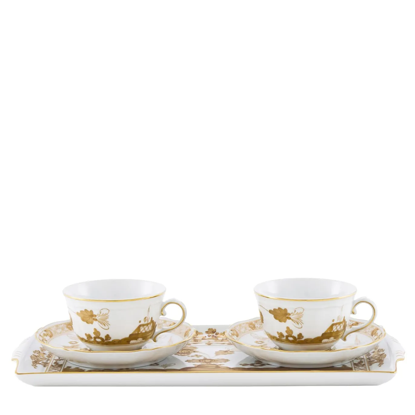 Set di 2 Tazze da Tè con Vassoio Oriente Italiano Aurum
