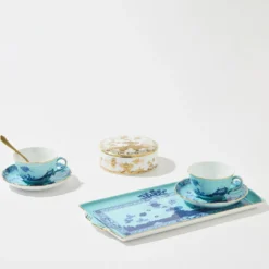 Set di 2 Tazze da Tè con Vassoio Oriente Italiano Iris