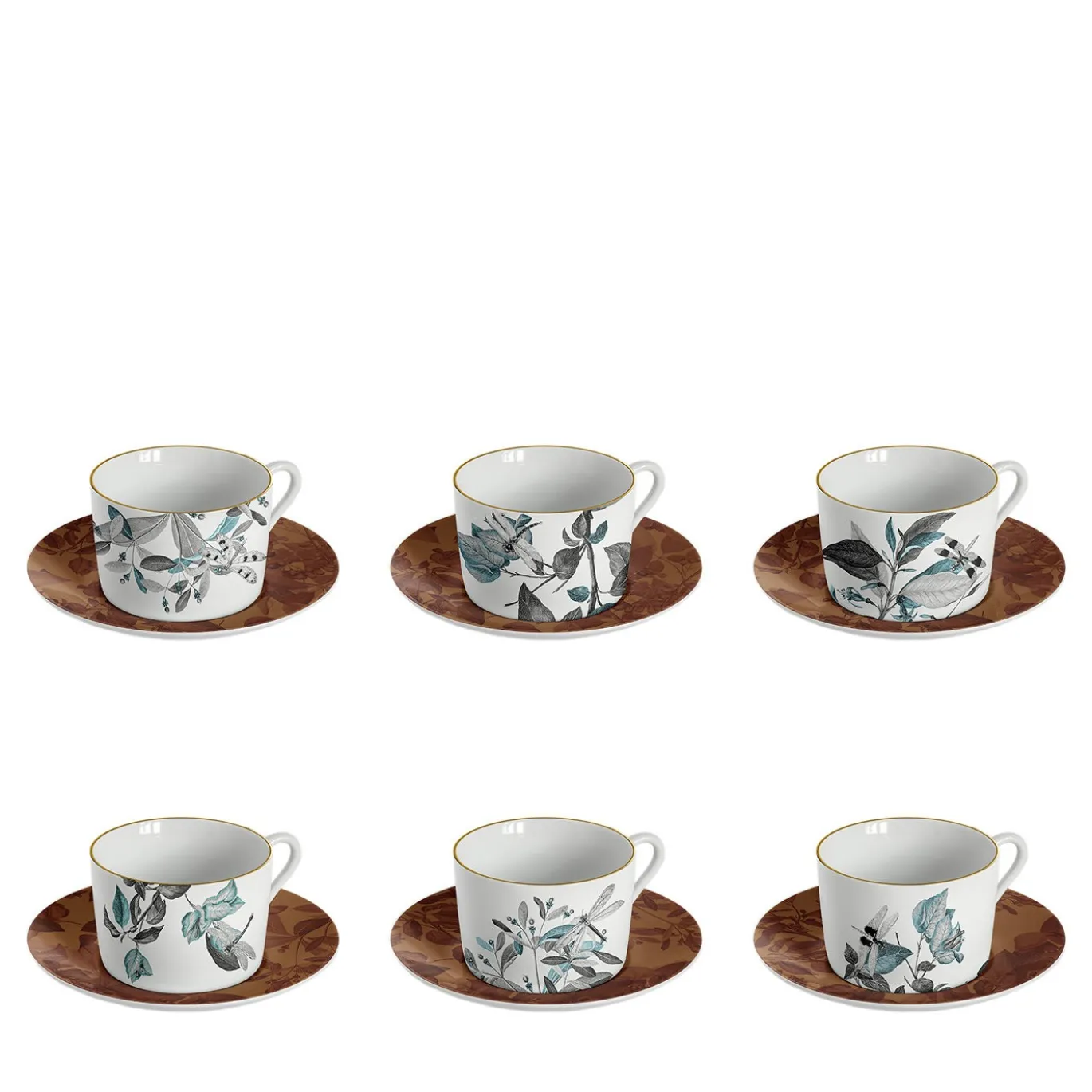 Set di 6 tazze da tè in porcellana Black Dragon Pool