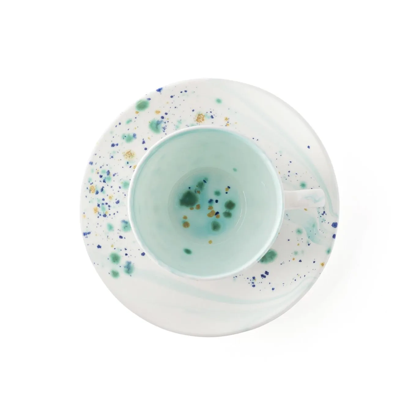 Set di 2 tazze e piattini da caffè espresso in marmo blu