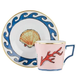 Set di 2 tazze e piattini da caffè Il Viaggio di Nettuno di Luke Edward Hall