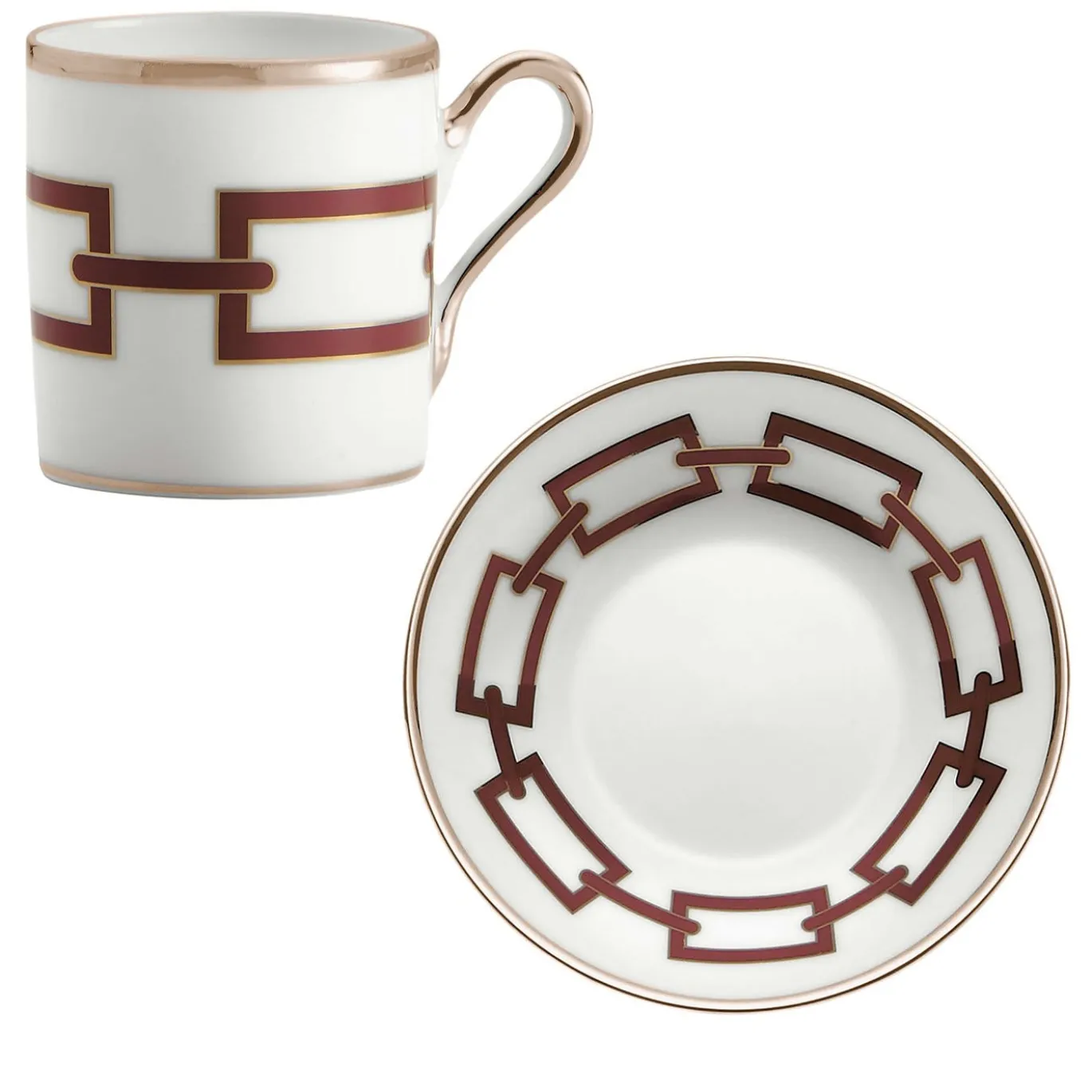 Set di 2 tazze e piattini da caffè espresso Catene Scarlatto di Gio Ponti
