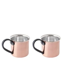 Set di 2 tazze in rame con manici neri