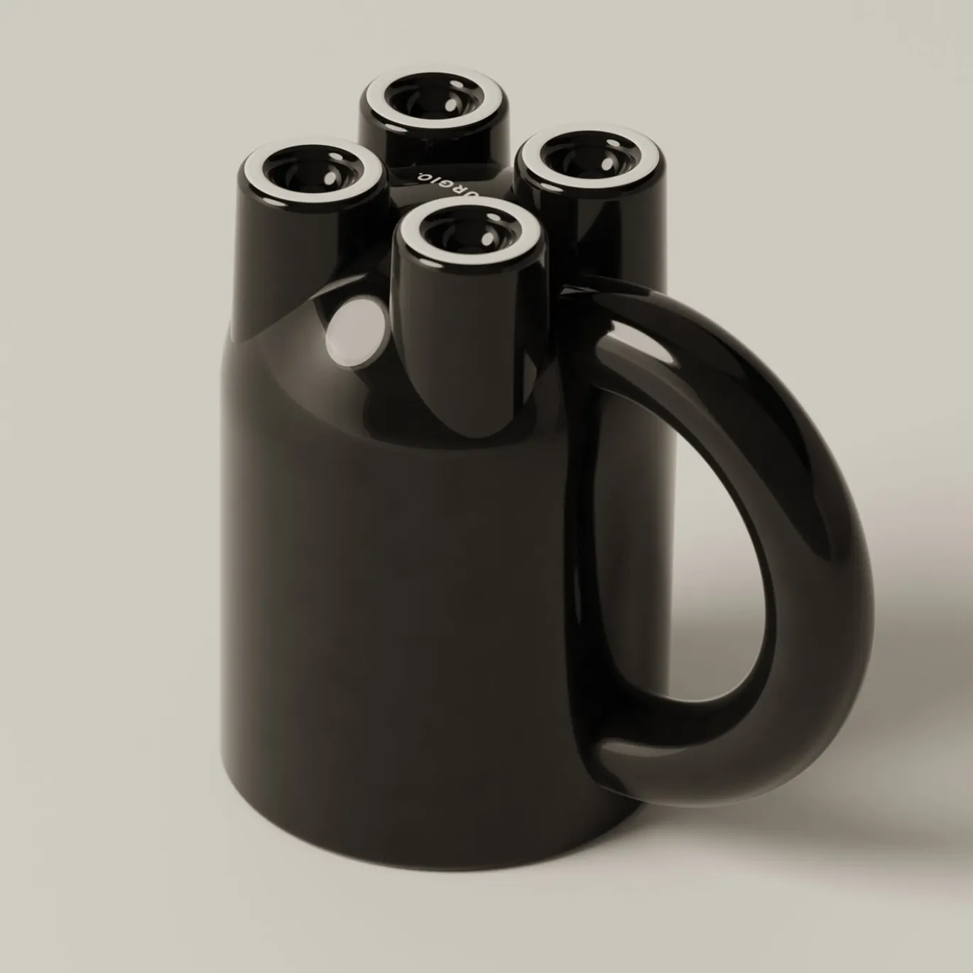 Set di 4 tazze scultoree mUUUUg in ceramica lucida nera