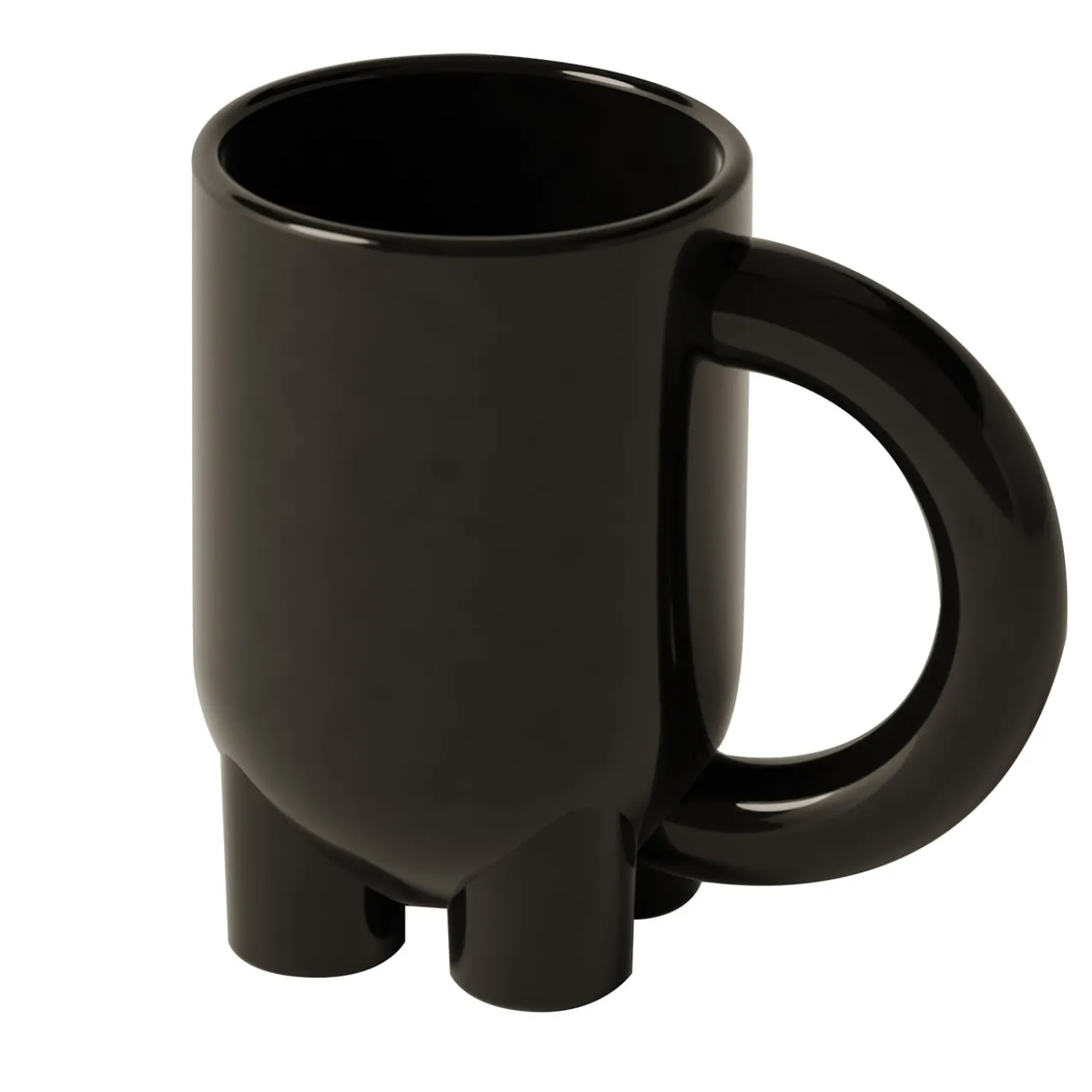 Set di 4 tazze scultoree mUUUUg in ceramica lucida nera