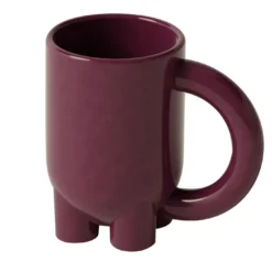 Set di 4 tazze scultoree mUUUUg in ceramica lucida viola