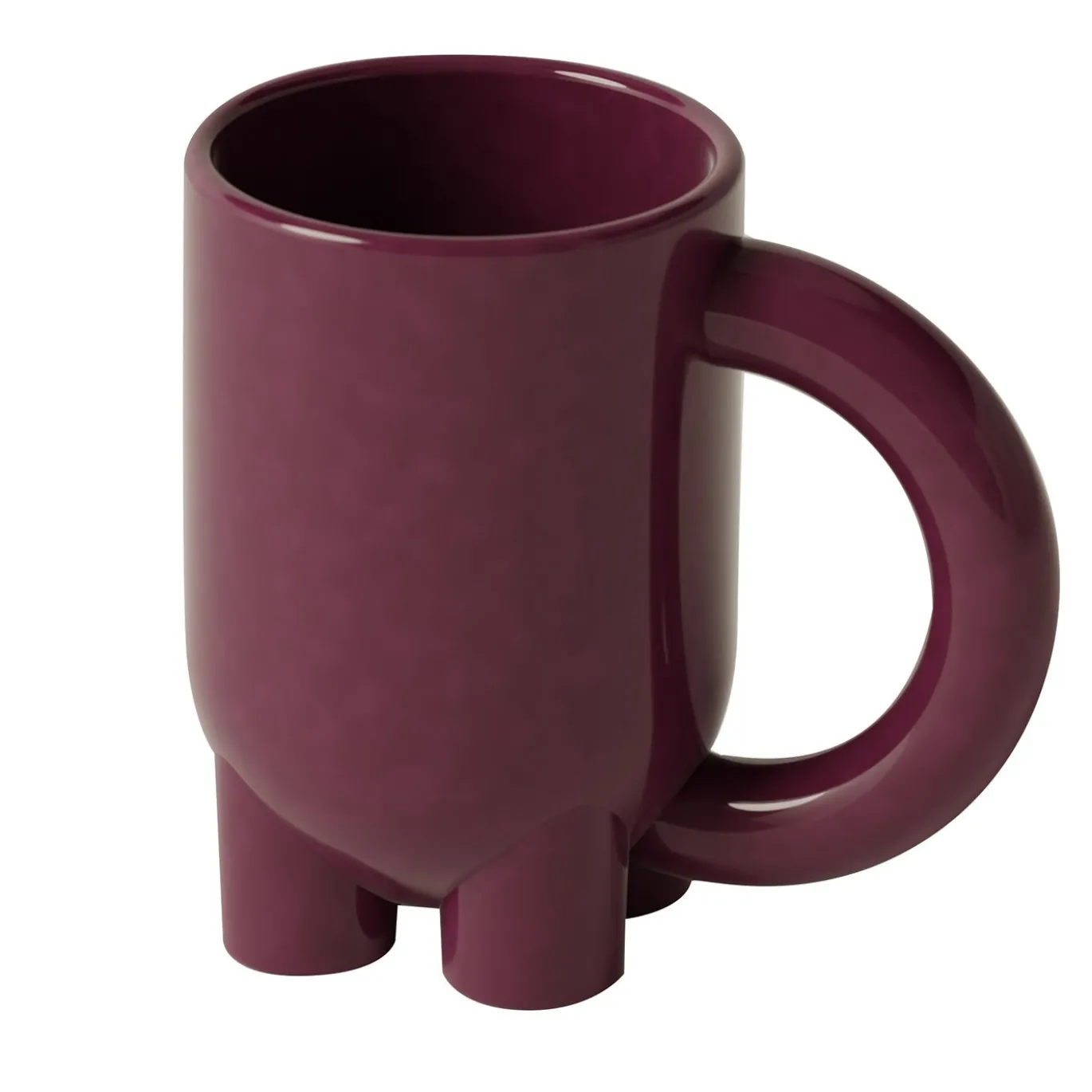 Set di 4 tazze scultoree mUUUUg in ceramica lucida viola