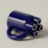 Set di 4 tazze scultoree mUUUUg in ceramica lucida blu