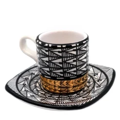 Set di 2 tazzine da caffè con motivo geometrico e dettagli in oro 24K
