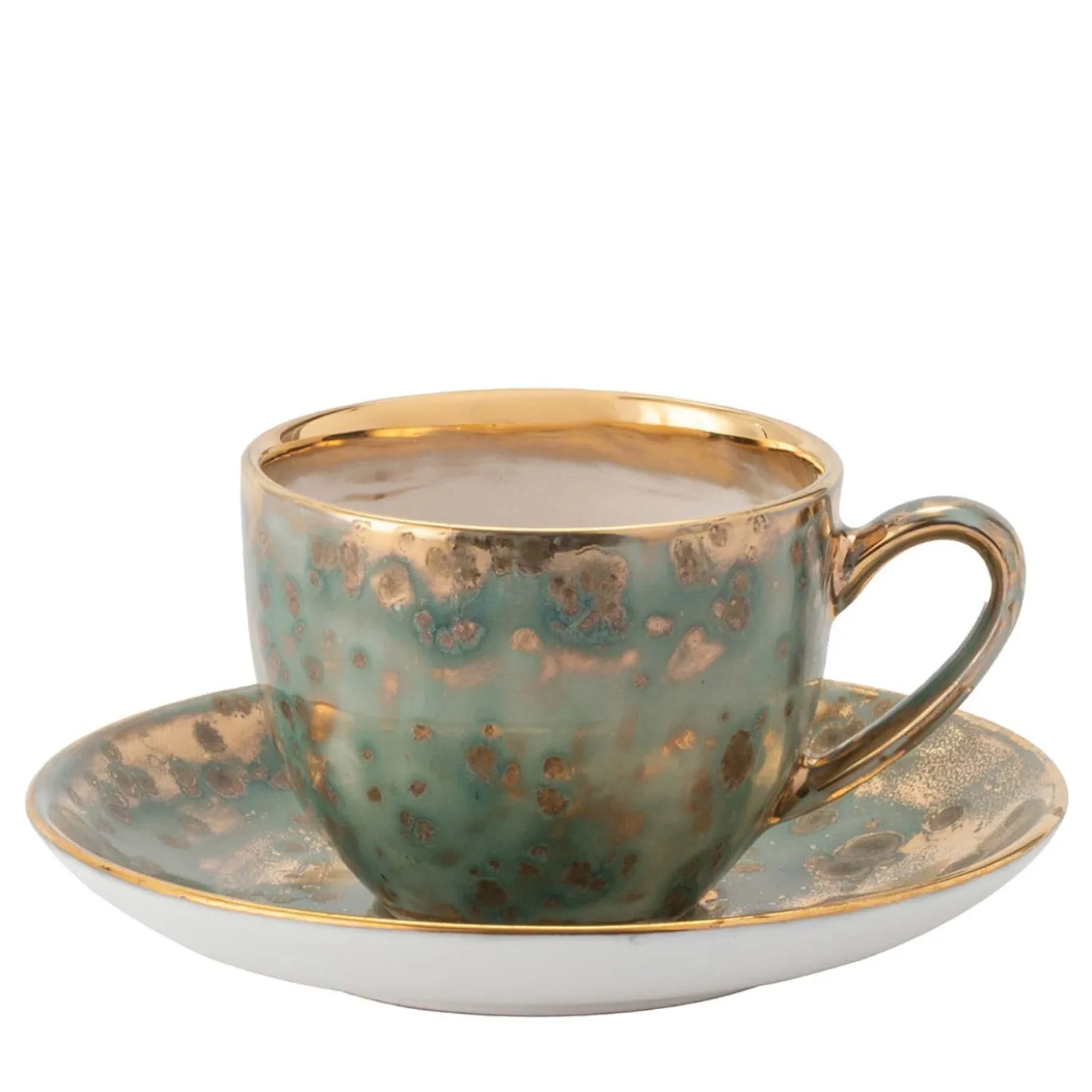 Set di 2 Tazzine da Caff� con Piattino Michelangelo in Ceramica Verde