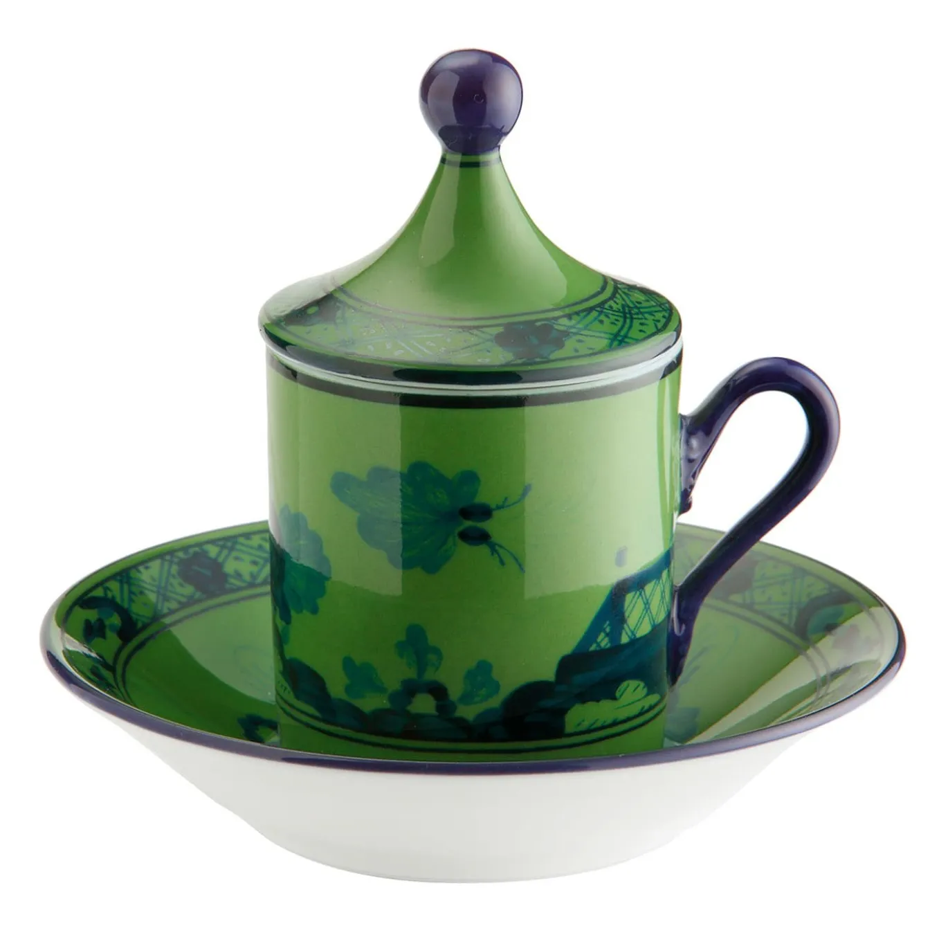 Set di 2 Tazzine da Caff� con Piattino Oriente Italiano Malachite in Porcellana
