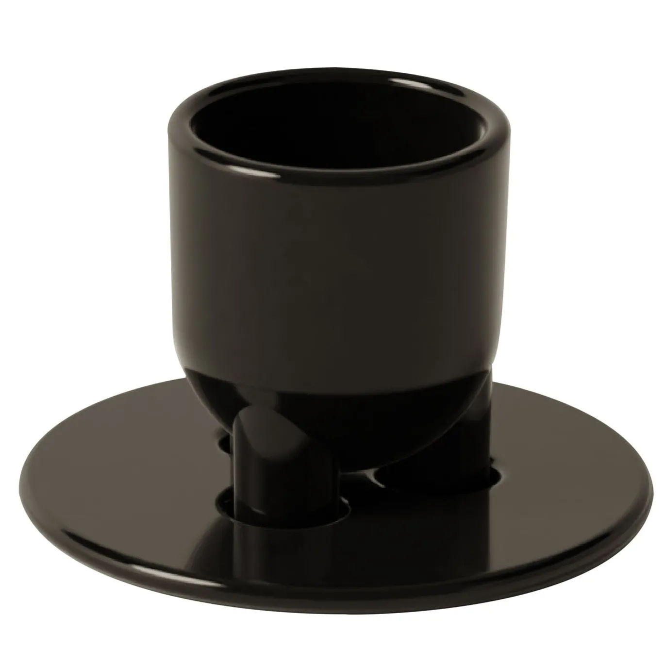 Set di 4 tazzine da espresso e piattini scultorei cUUUp in ceramica lucida nera