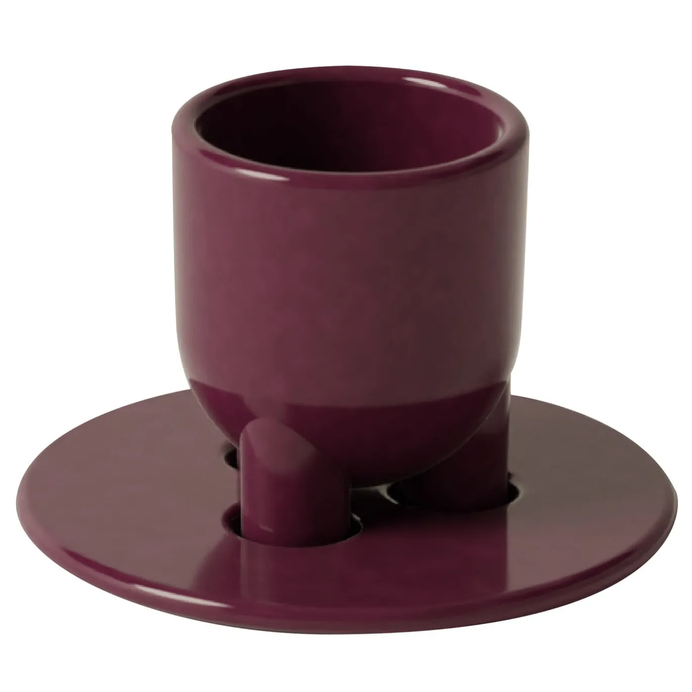 Set di 4 tazzine da espresso e piattini scultorei cUUUp in ceramica lucida viola