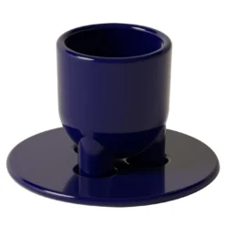 Set di 4 tazzine da espresso e piattini scultorei cUUUp in ceramica lucida blu