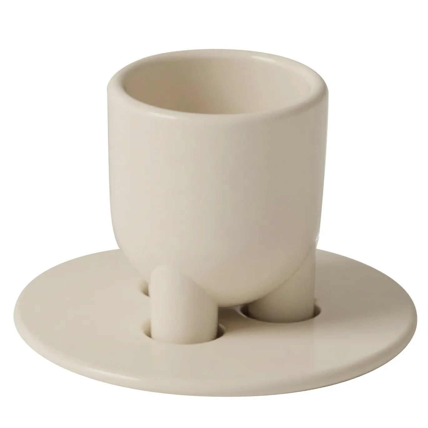 Set di 4 tazzine da espresso e piattini scultorei cUUUp in ceramica bianca lucida
