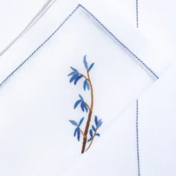 Set di tovaglietta e tovagliolo rettangolari in lino blu Bambou