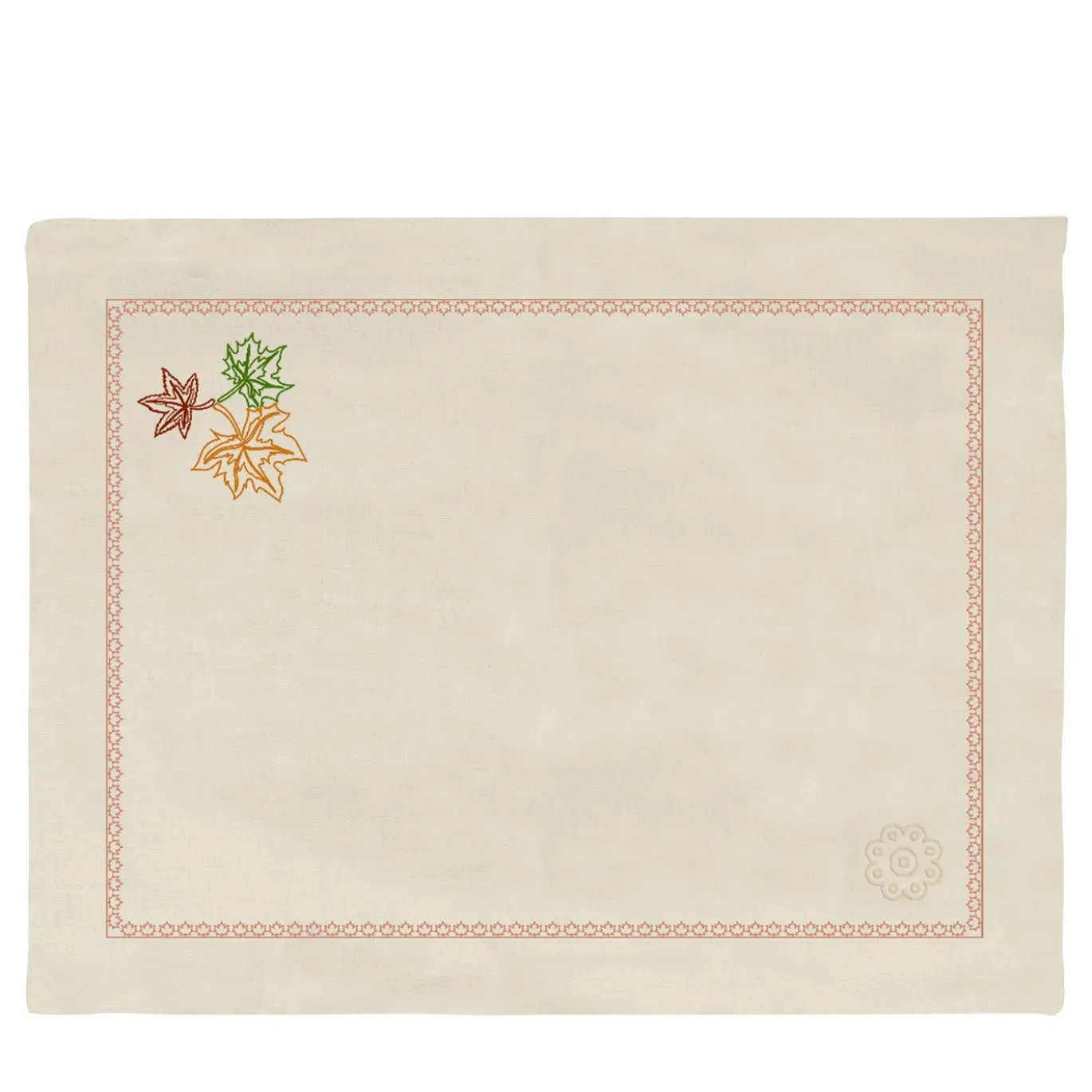 Set di 4 tovagliette Acero in lino beige con ricamo