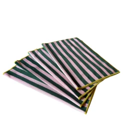 Set di 4 tovagliette a righe rosa e verdi