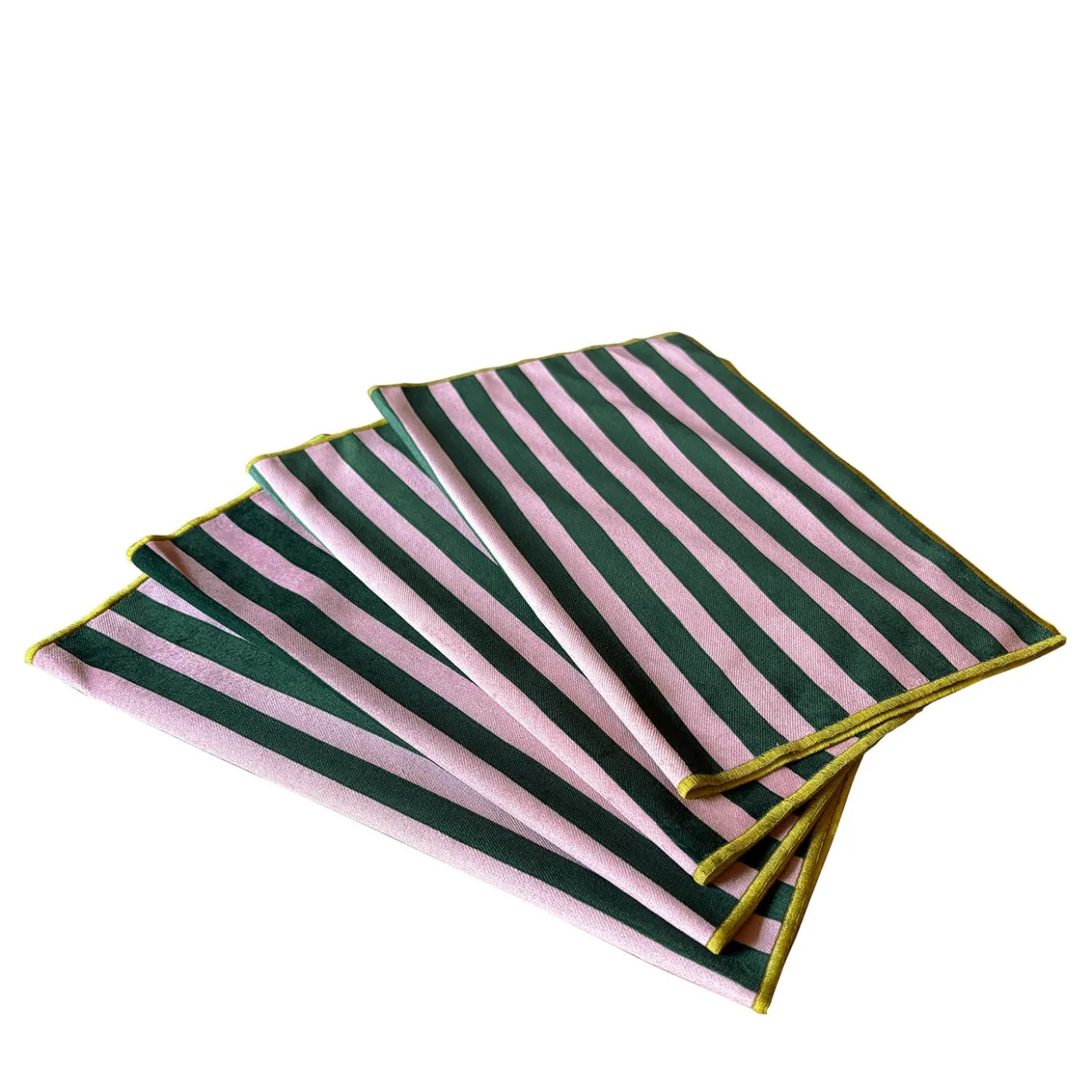 Set di 4 tovagliette a righe rosa e verdi