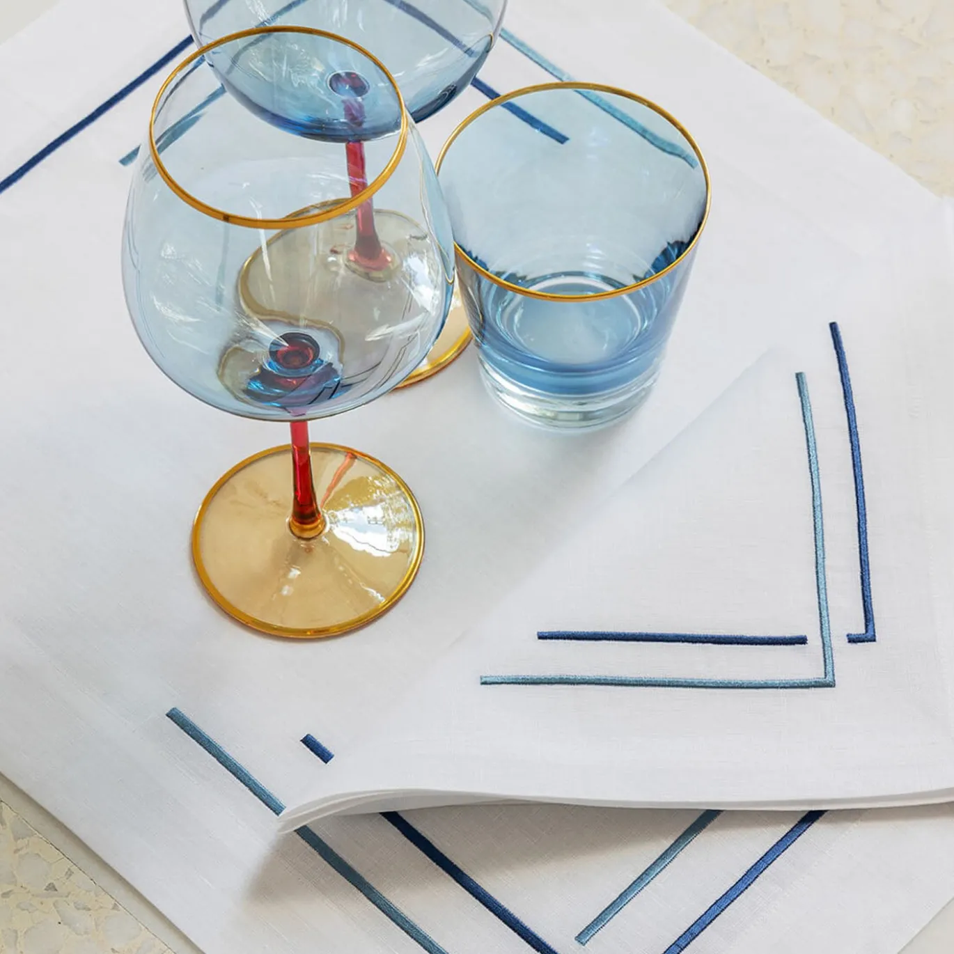 Set di 2 Tovagliette Bianche Aquarelle