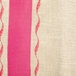 Set di 3 tovagliette classiche in lino grezzo beige con striscia fucsia